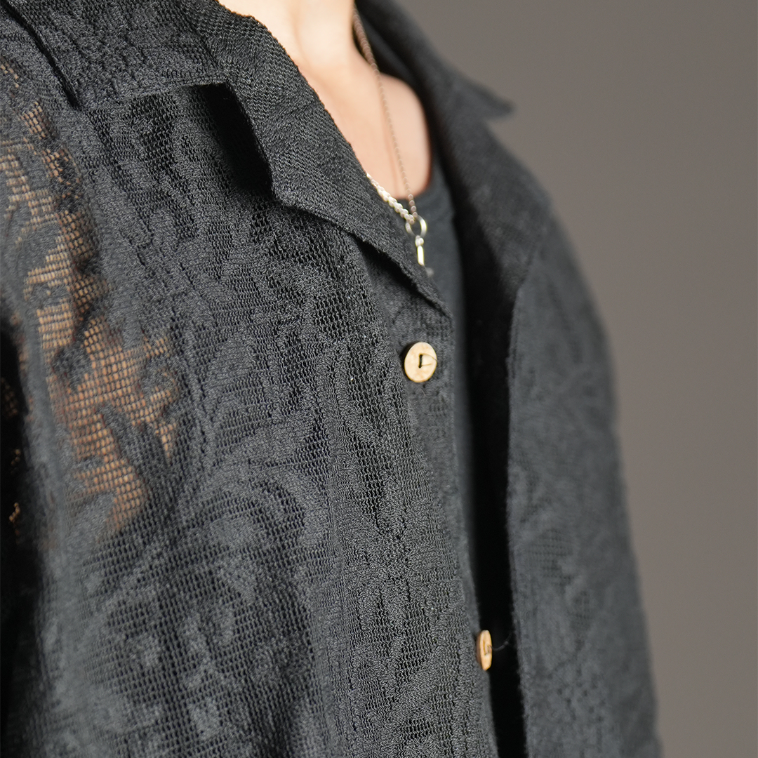 Black Crochet Relaxed Fit Shirt